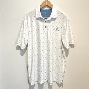 Pelican Hill Branded Performance Polo Shirt Mens Medium Blue White Short Sleeve